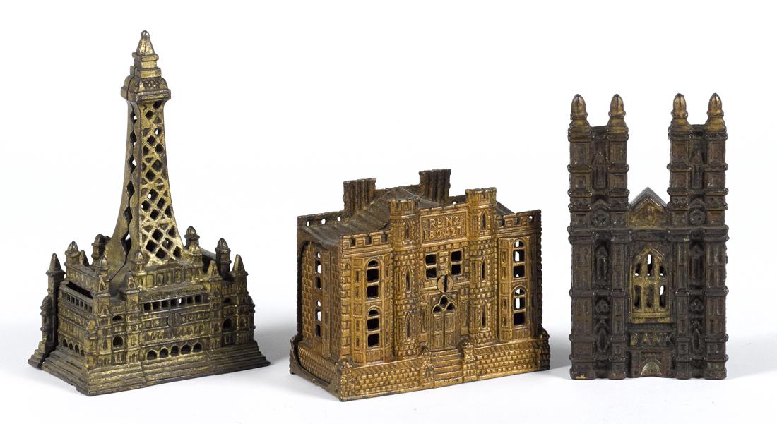 Three English cast iron building still banks, to (1 of 1)