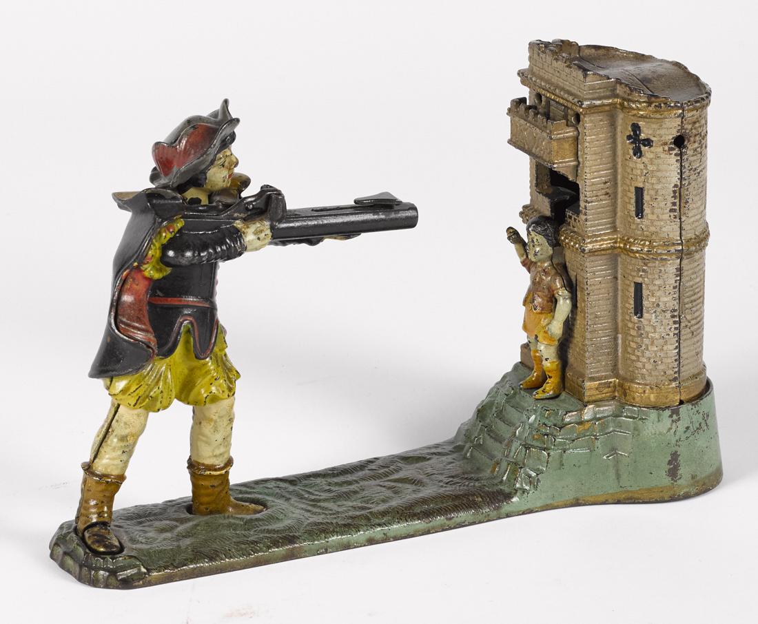 J. & E. Stevens cast iron William Tell mechanical bank. (1 of 1)