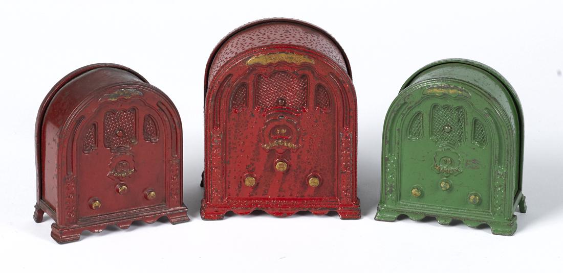 Three Kenton cast iron Crosley radio still banks, (1 of 1)