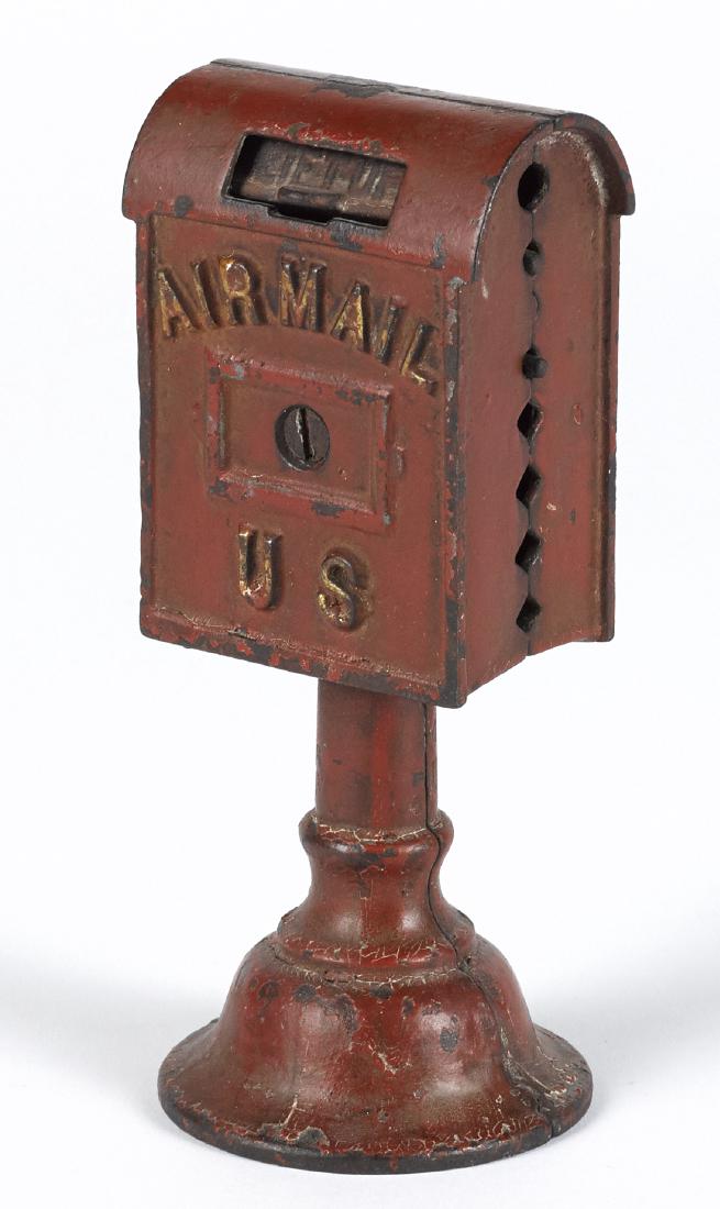 Dent cast iron Airmail still bank, 6 3/8'' h. (1 of 1)