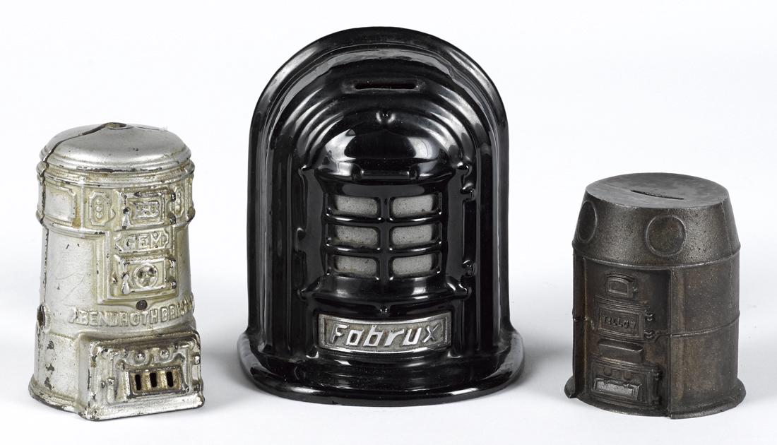 Three cast iron heating stove still banks, to include (1 of 1)