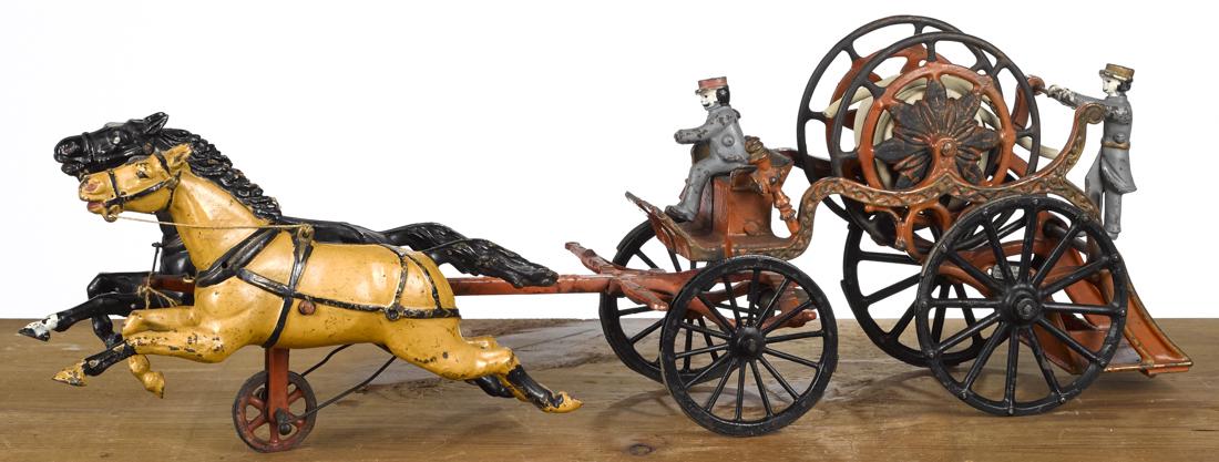 Ives oversized cast iron horse drawn hose reel with a (1 of 1)