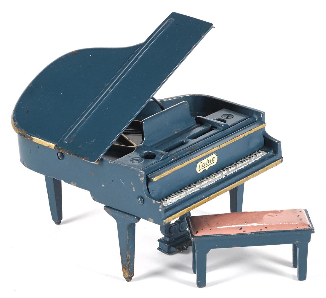 Arcade cast iron Cable piano and bench, 3'' h. (1 of 1)
