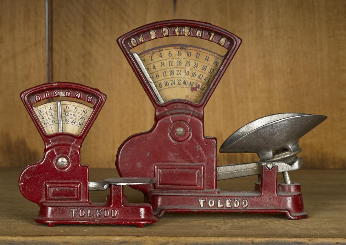 Two Kilgore cast iron Toledo counter scales, 6'' h. and (1 of 2)