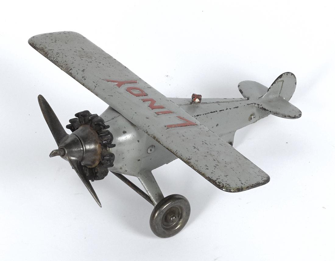 Hubley cast iron Lindy airplane with a nickel-plated (1 of 2)