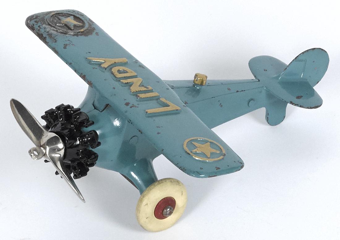 Hubley cast iron Lindy airplane with a nickel-plated (1 of 2)