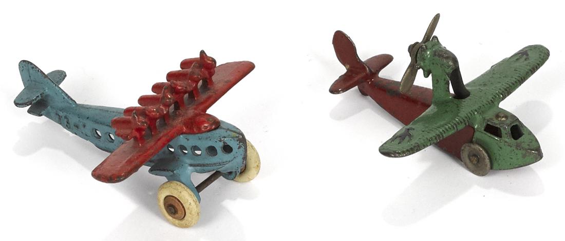 Two small cast iron airplanes, to include a Kilgore (1 of 2)