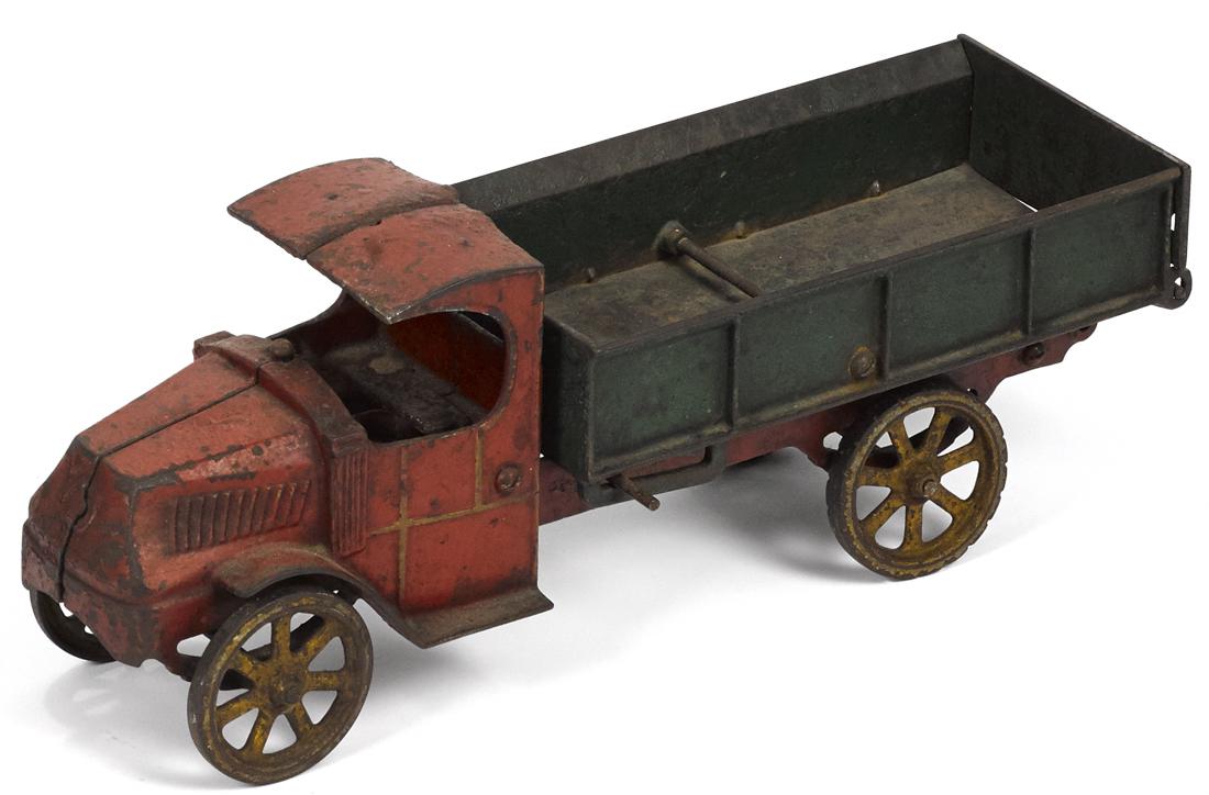 Dent cast iron dump truck, 15'' l. (1 of 2)