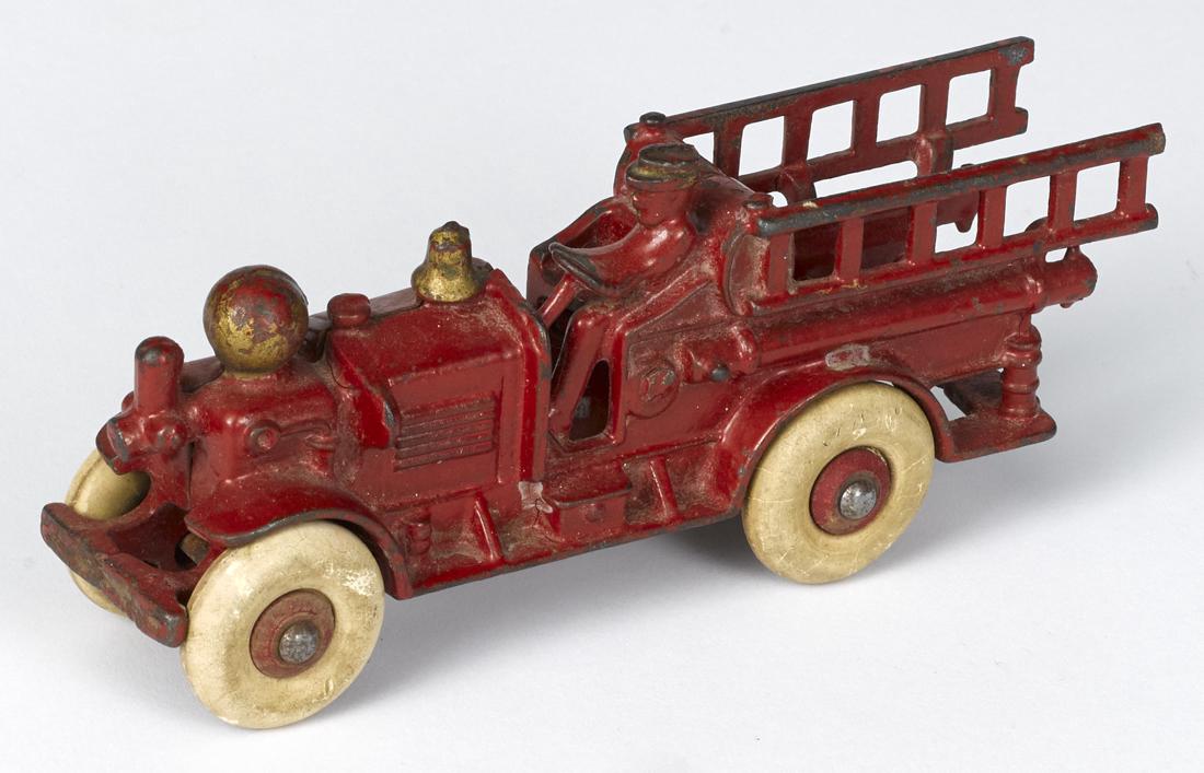 Hubley cast iron Ahrens Fox fire ladder truck with an (1 of 2)