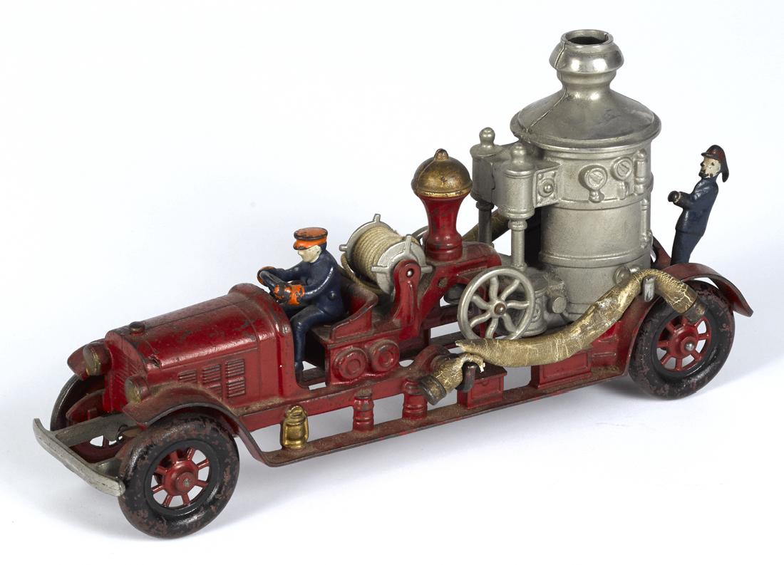Kenton cast iron fire pumper with a painted driver, (1 of 2)