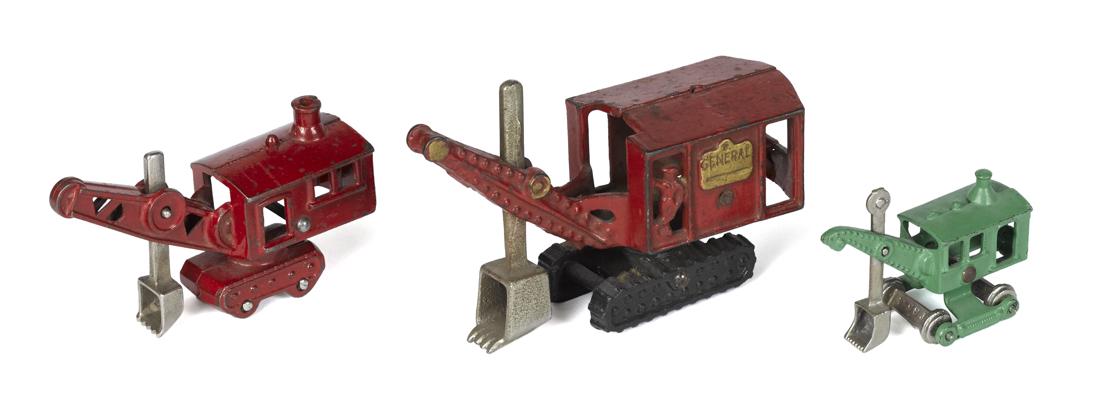 Three cast iron steam shovels, with nickel plated (1 of 2)