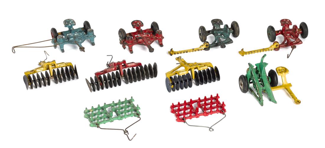 Ten Arcade cast iron farm implements, 5'' w. (1 of 1)