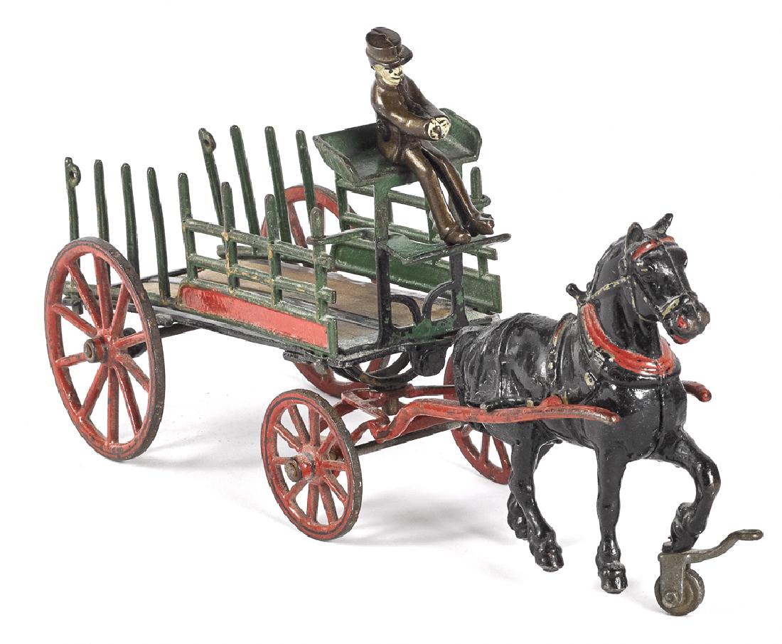 Pratt & Letchworth cast horse drawn dray wagon