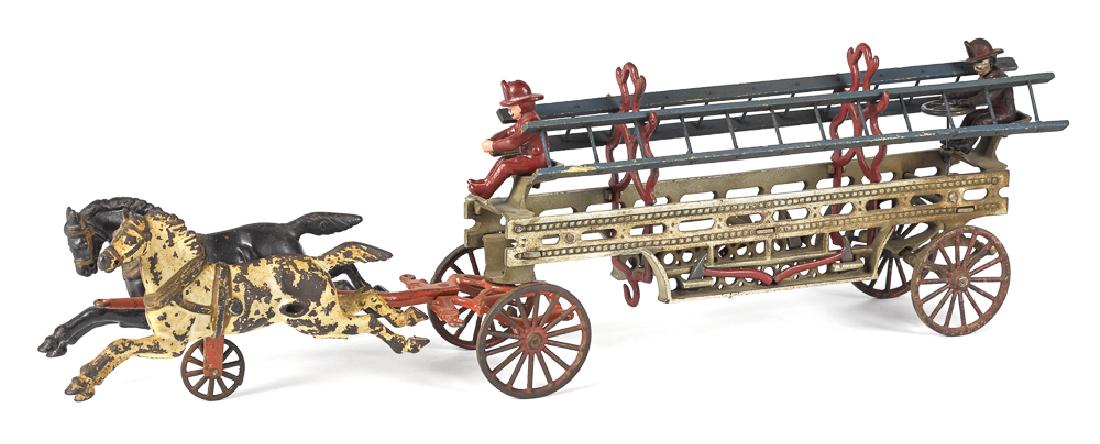 Large Hubley cast iron horse drawn ladder wagon (1 of 2)