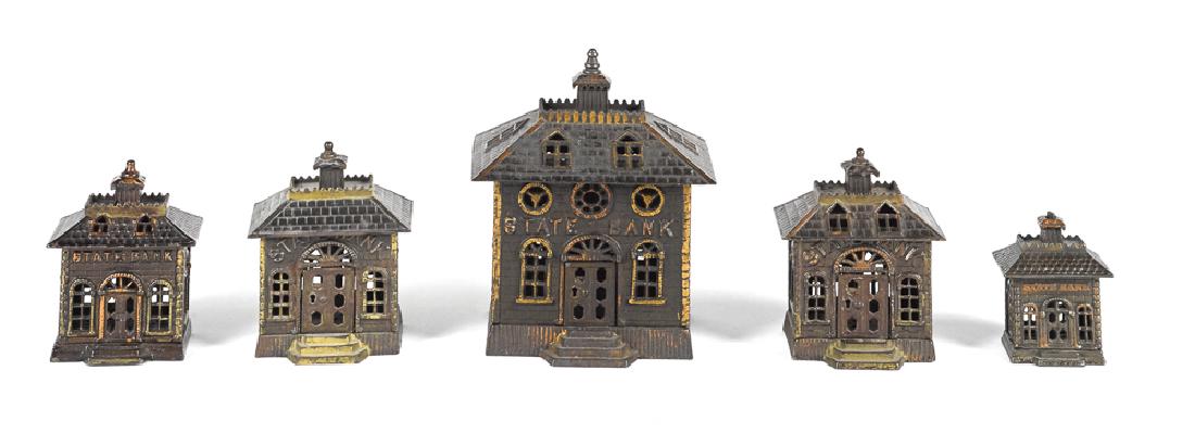 Five graduated Kenton cast iron State Banks (1 of 1)