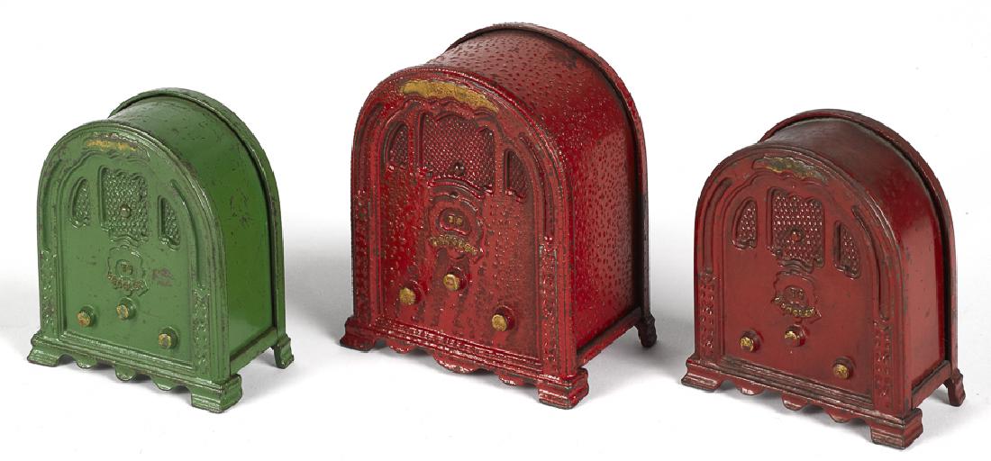 Three Kenton cast iron Crosley radio still banks (1 of 1)