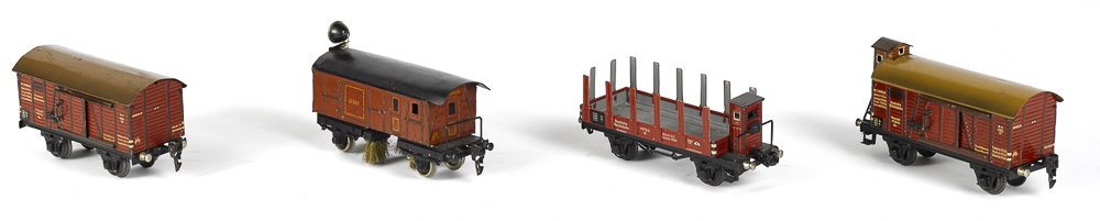 Four Marklin O gauge freight train cars (1 of 2)