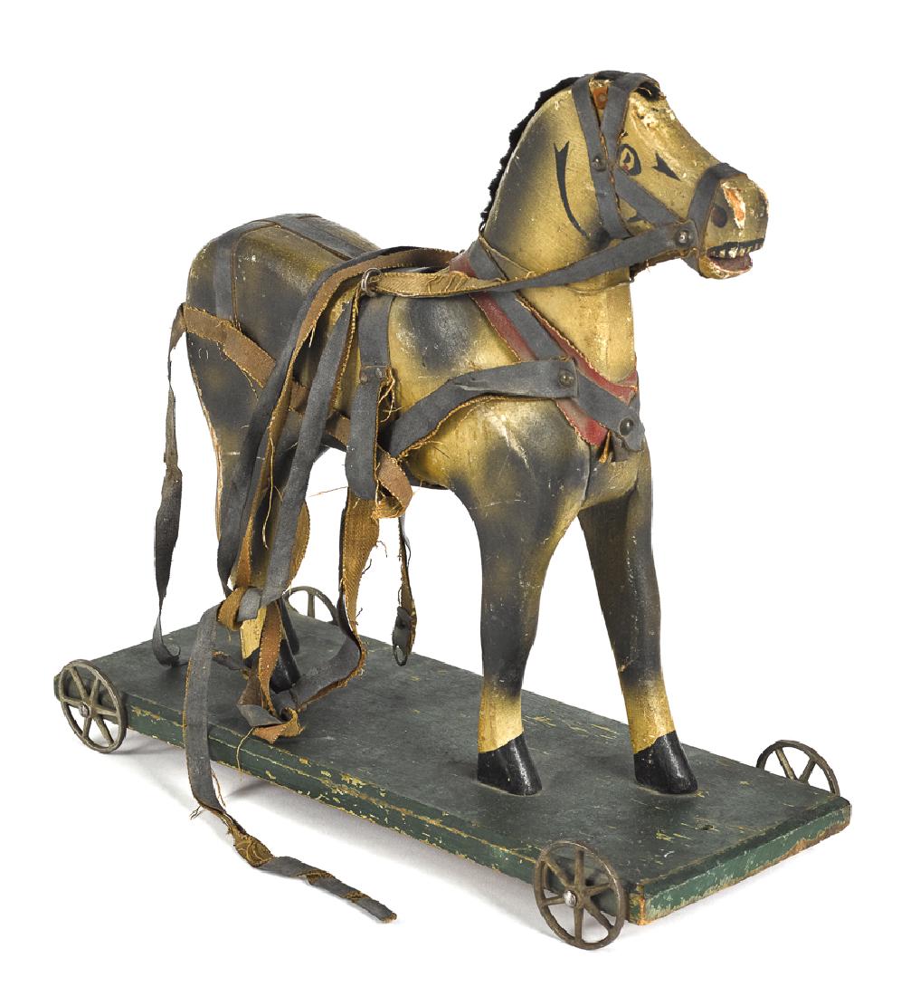 S. A. Smith painted wood horse pull toy (1 of 2)