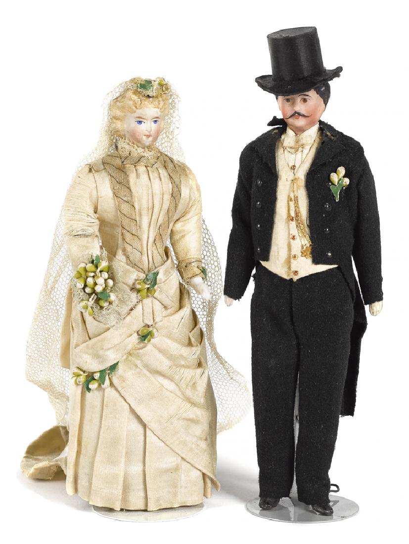 Bride and groom bisque doll house dolls (1 of 3)