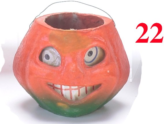 Smiling Jack-O'-Lantern: Smiling Jack-O'-Lantern-U.S. paper pulp-very good to excellent (damage/repair to insert)-5.5" t.- Estimate: 100-200