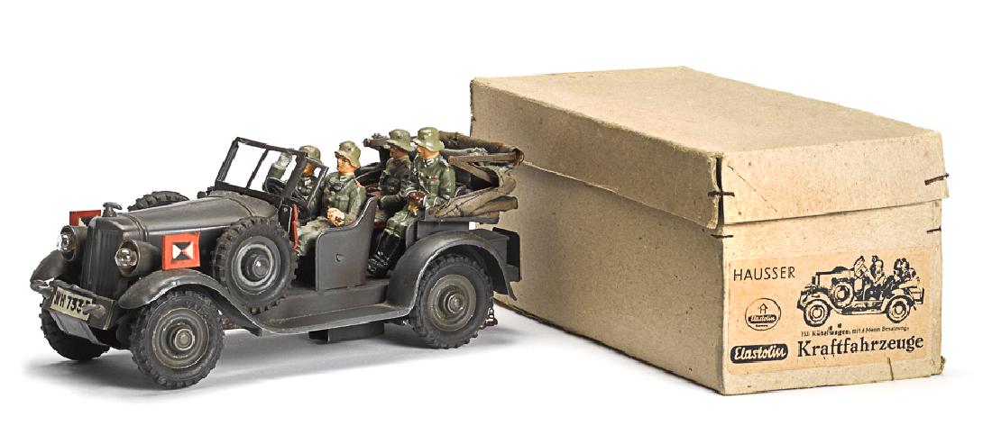 Hausser painted tin clockwork staff car (1 of 2)