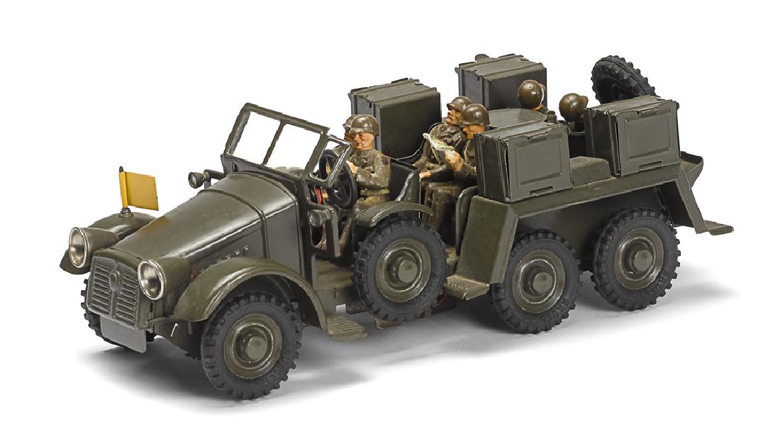 Hausser painted tin clockwork troop transport (1 of 2)
