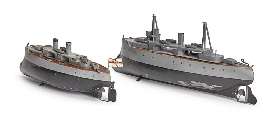 Two Bing painted tin clockwork warships (1 of 2)