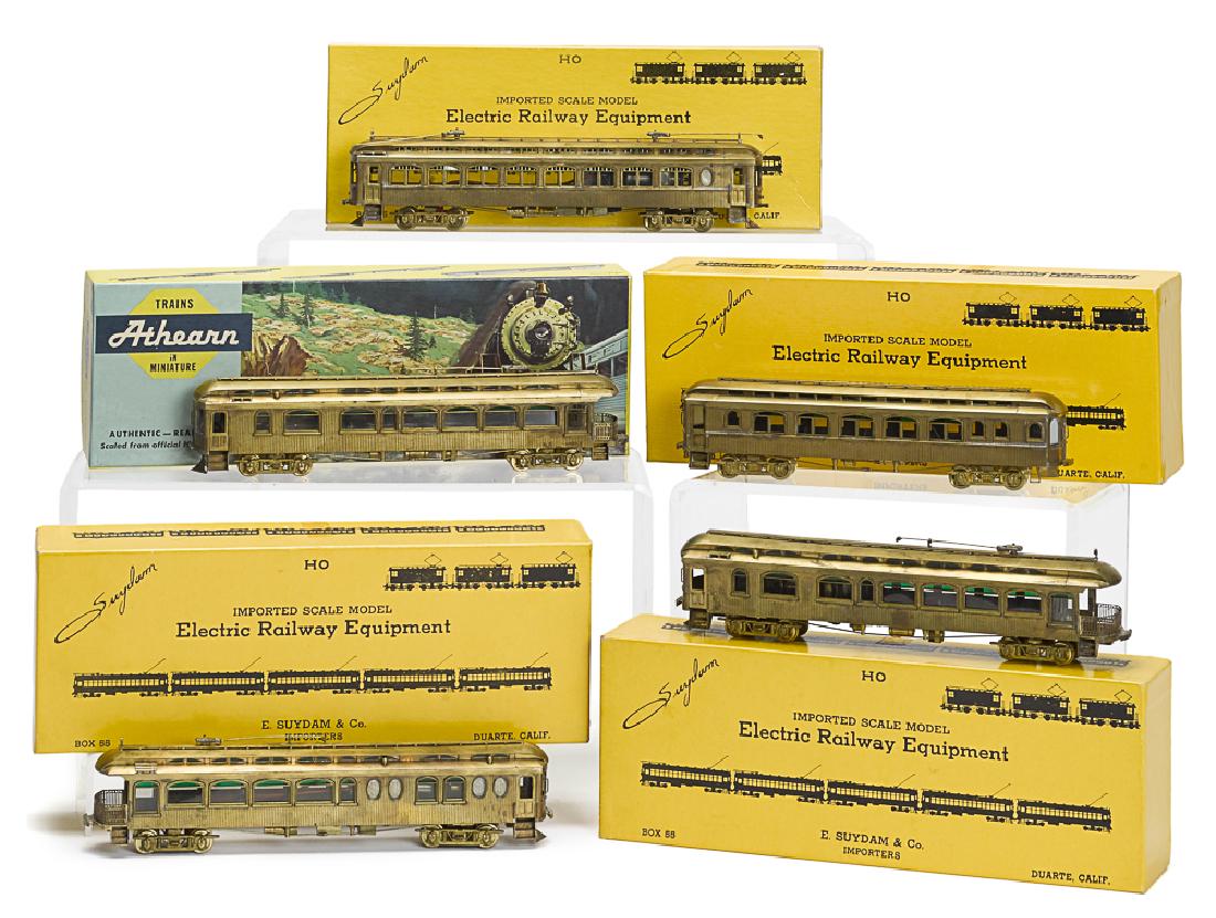 Five brass HO train cars (1 of 1)