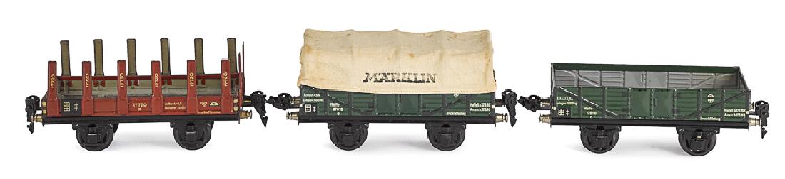 Three Marklin painted tin train cars (1 of 3)