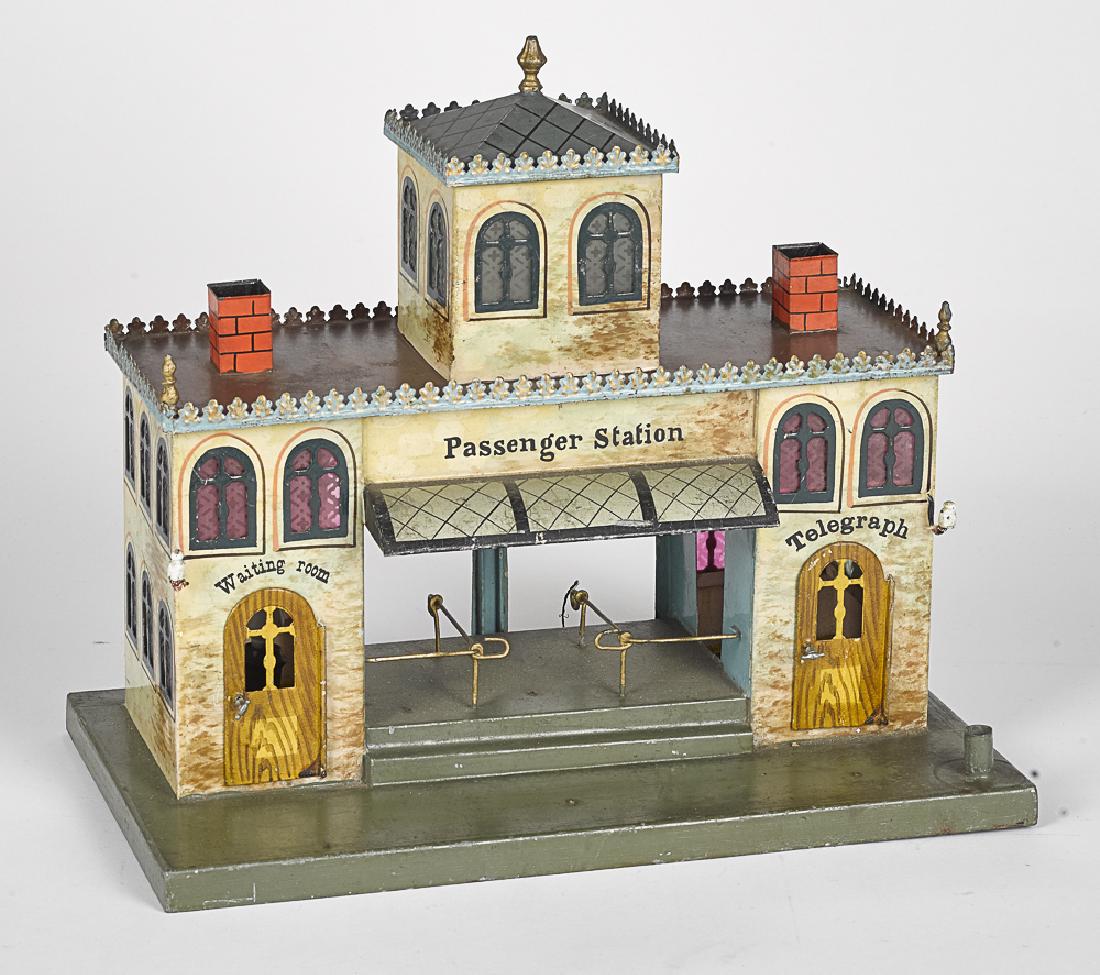 Marklin painted and tin lithograph train station (1 of 2)