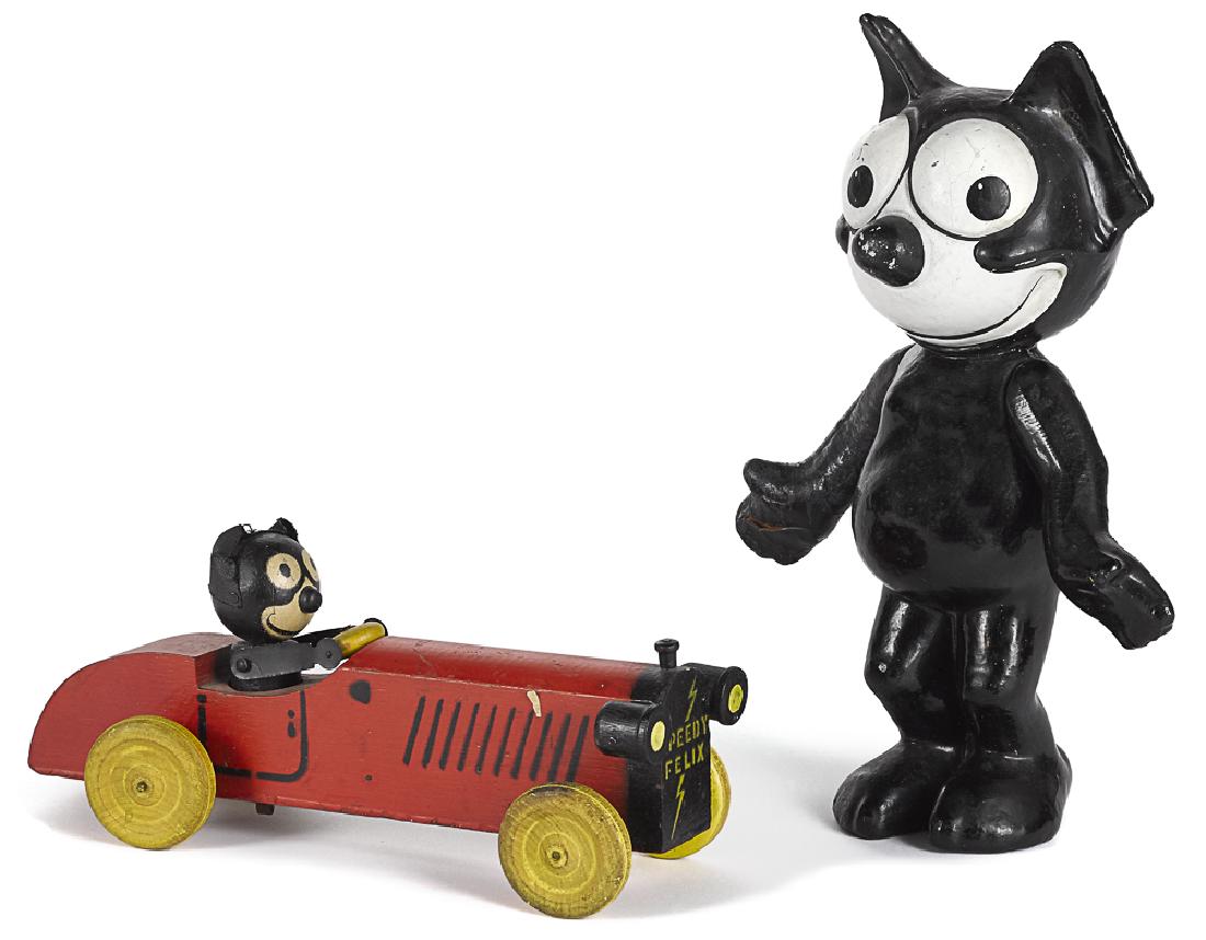 Speedy Felix the cat painted animated pull toy ca (1 of 1)