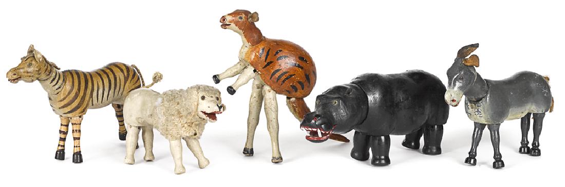 Five Schoenhut painted wood glass eye animals (1 of 1)