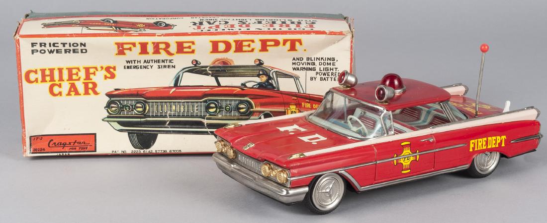 Cragstan tin litho friction fire chief's car (1 of 2)