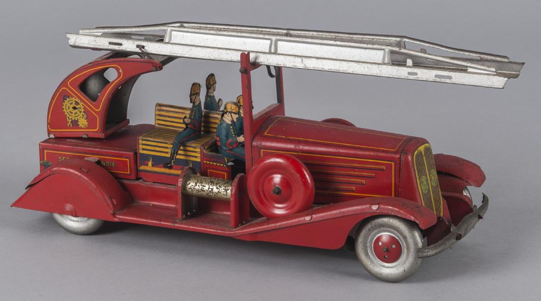 Charles Rossignol tin litho wind-up fire truck (1 of 2)