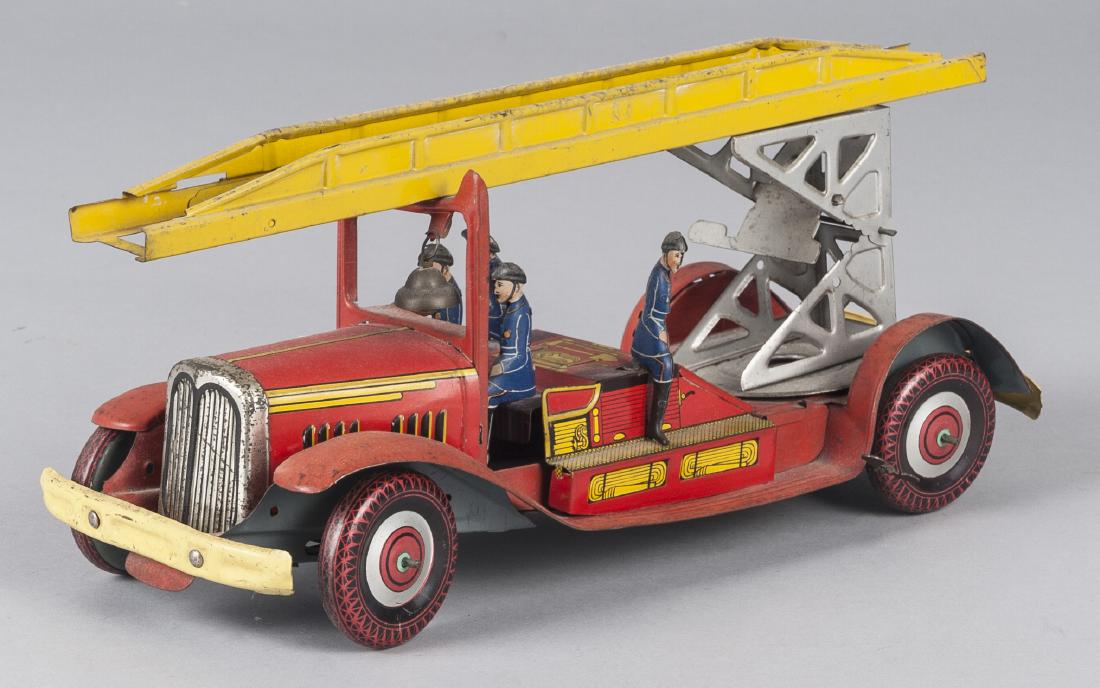 Wells tin litho wind-up fire ladder truck (1 of 2)