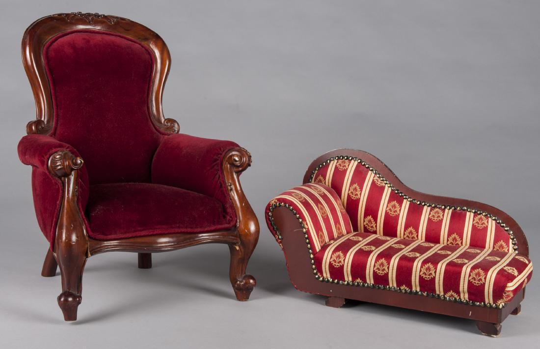 Contemporary Victorian style doll chair and couch (1 of 1)