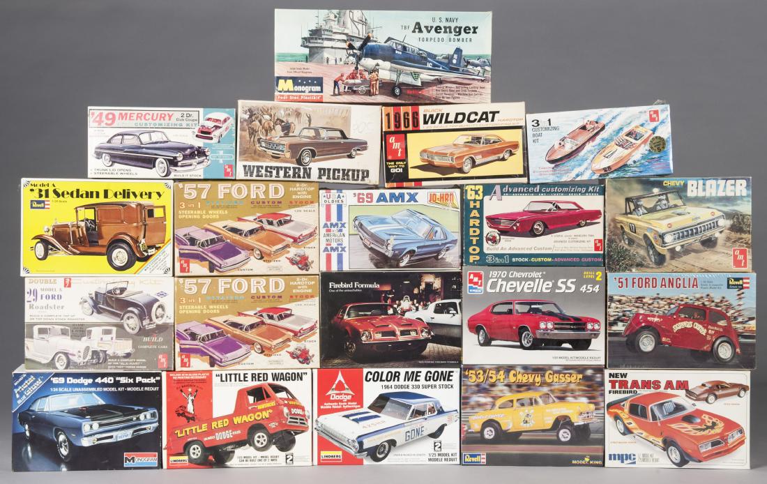 Collection of twenty unbuilt vintage car models (1 of 1)