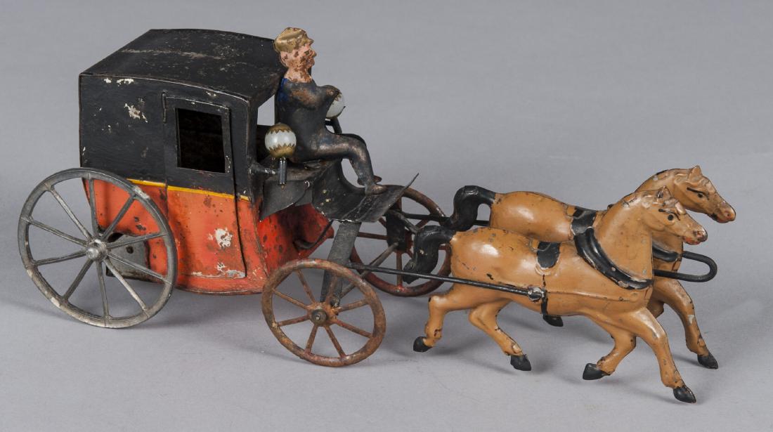 French clockwork tin horse drawn carriage (1 of 1)