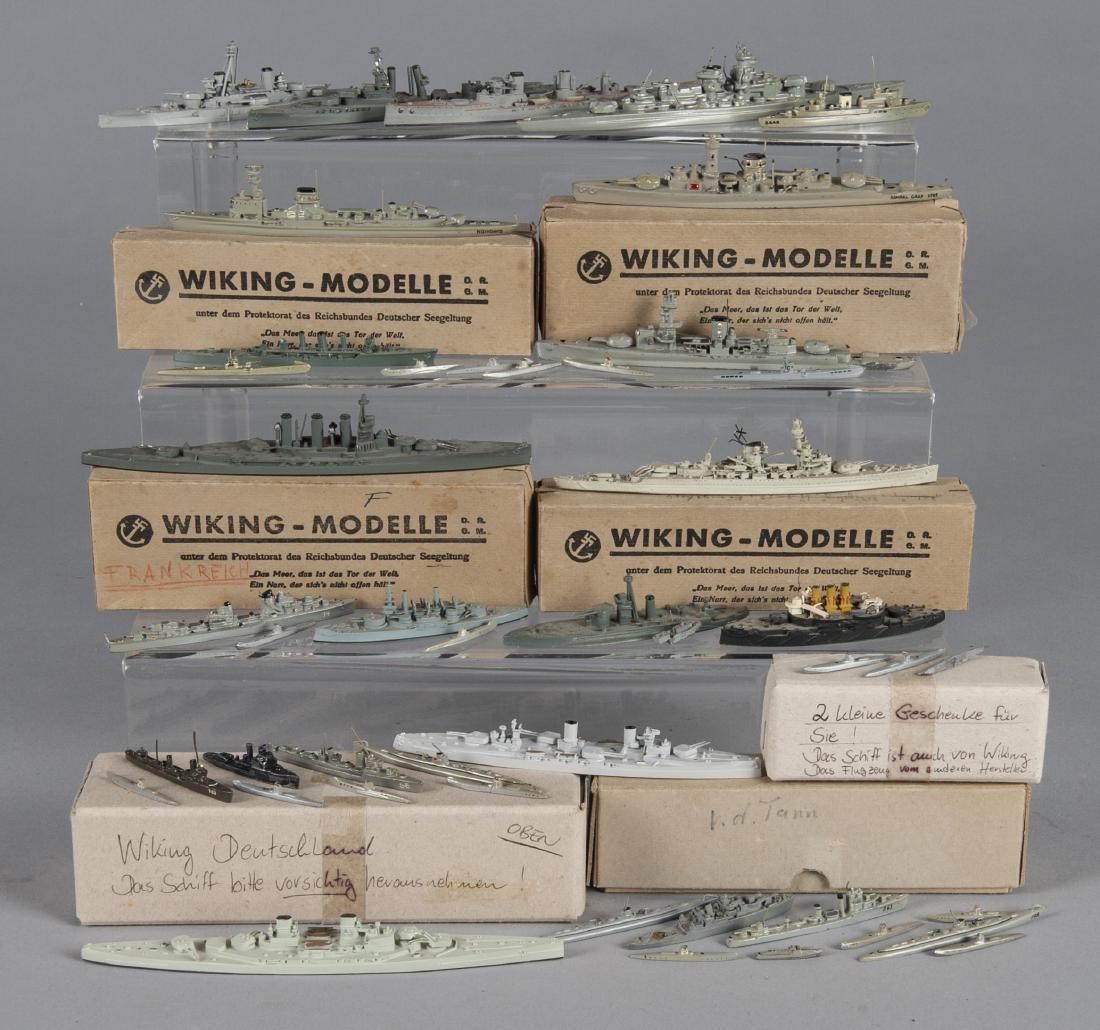 Group of fifty miniature lead ship models: Group of fifty miniature lead ship models, some Wiking, in original boxes, longest - 7''.