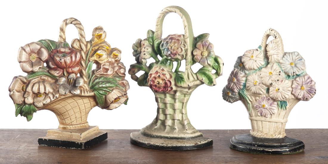 Three cast iron flower basket doorstops (1 of 1)