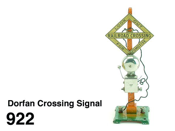 Dorfan Crossing Signal: electric painted tin bell signal with painted die cast base, 8.75" t.