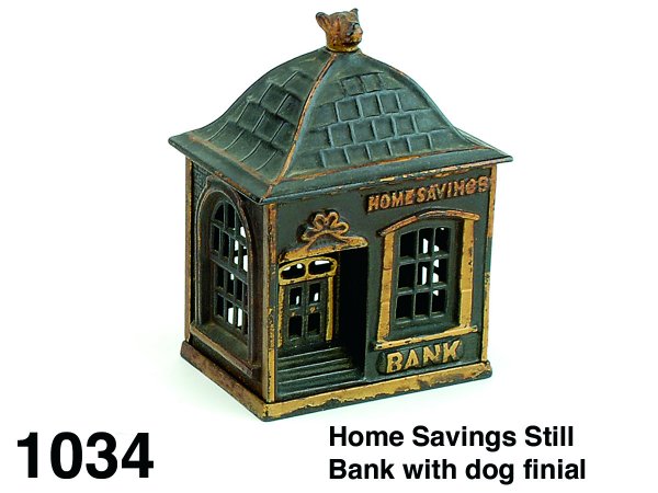 Home Savings Still Bank with dog finial