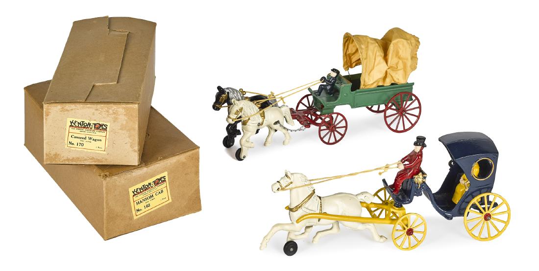 Two Kenton cast iron horse drawn wagons (1 of 2)