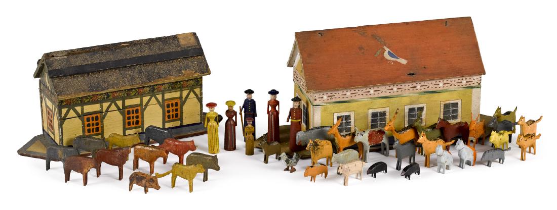 Two painted wood Noah's Ark toys (1 of 2)