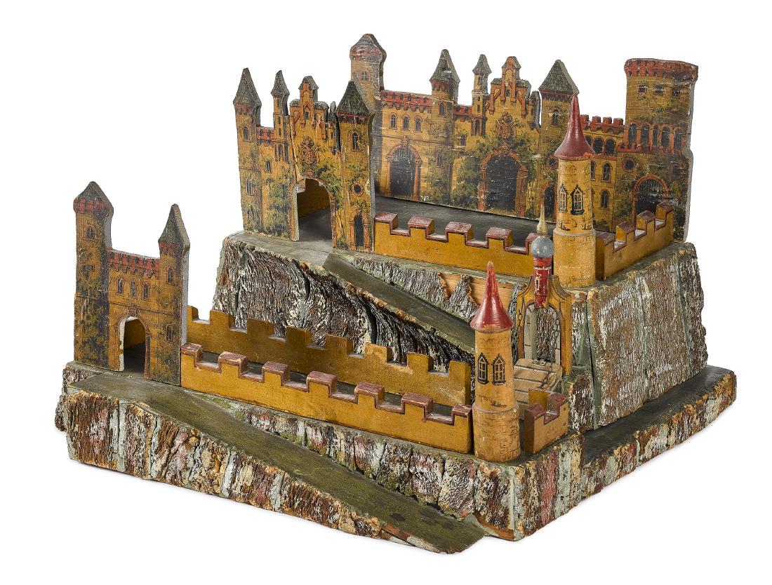 Painted wood and paper lithograph castle (1 of 1)