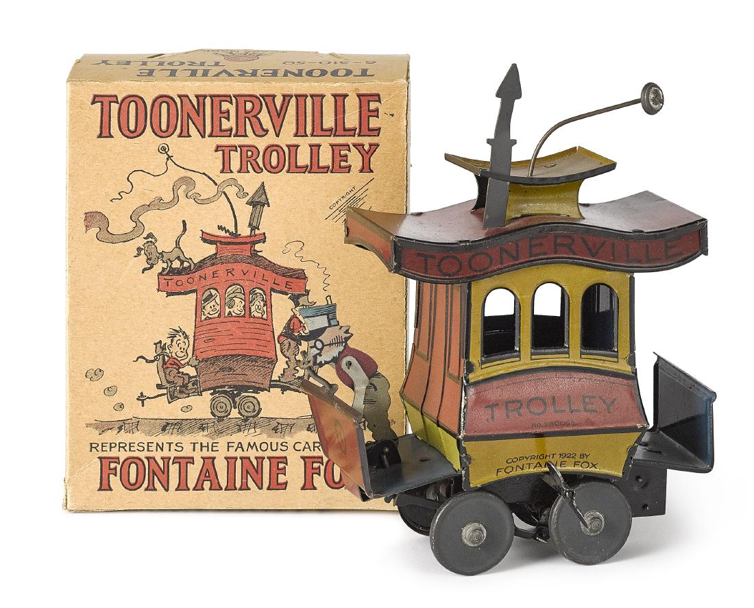 Lithograph tin wind-up Toonerville Trolley (1 of 2)