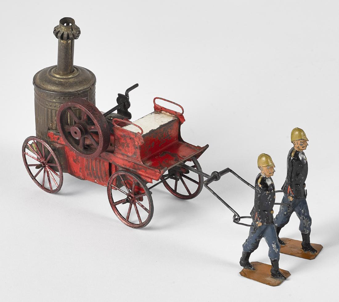 French painted tin hand drawn fire pumper (1 of 2)