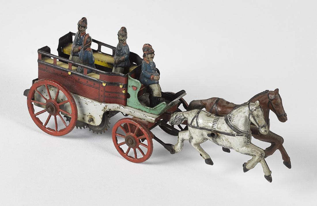 Orobr tin clockwork horse drawn fire patrol (1 of 2)