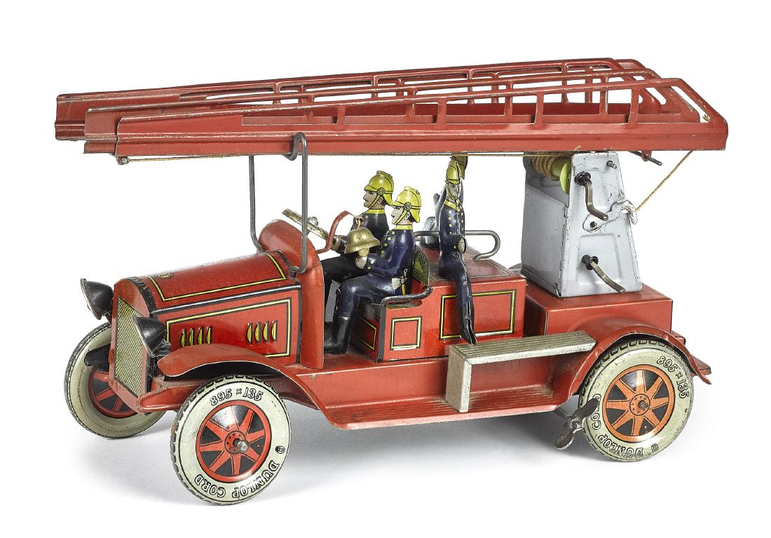 Tippco tin lithograph clockwork fire ladder truck (1 of 2)