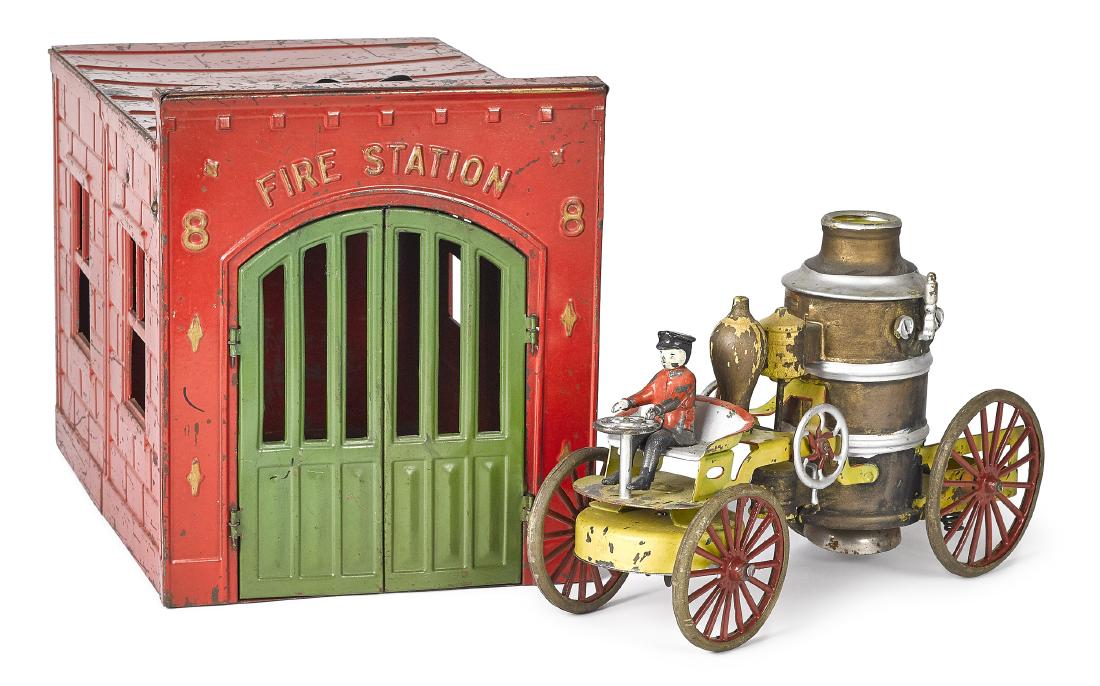 Kingsbury fire station and fire pumper (1 of 2)